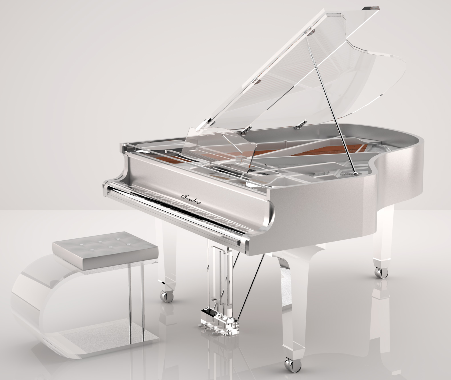 Silver translucid designer piano